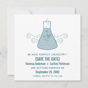 Blue Sweet Chemistry Save the Date einladen Einladung