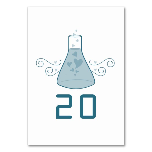 Blue Sweet Chemistry Wedding Table Card Tischnummer (Vorderseite)