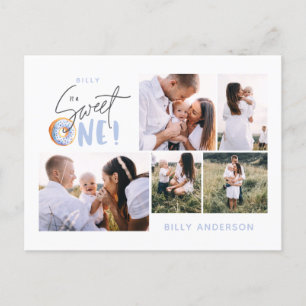 Blue Sweet One donut Geburtstag Multi Foto Urlaub Feiertagspostkarte