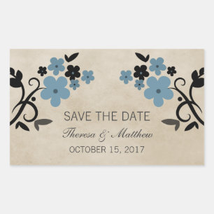 Blue Sweet Vintag Floral Save the Date Stickers