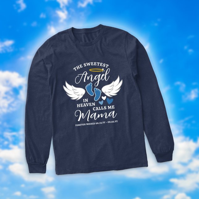 Blue Sweetest Angel nennt mich Mama Loss Son Tri-Blend Shirt (Von Creator hochgeladen)