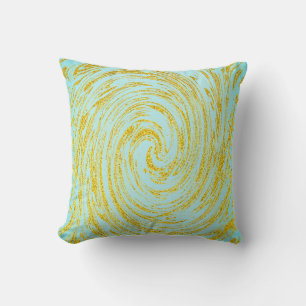 Blue Swirl Abstrakt Gold Golden Glitzer Geschenk N Kissen