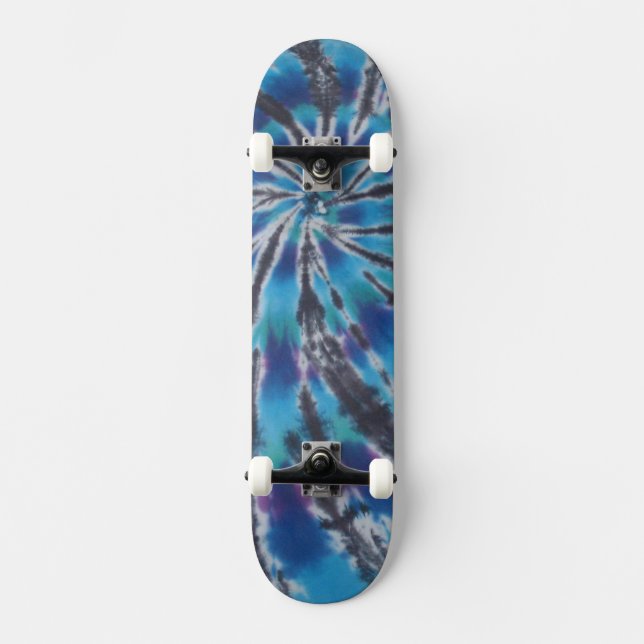 Blue Swirl Gefärbte Krawatte Skateboard (Vorderseite)