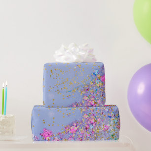 Blue Swirl Girl Glam Pink Gold Glitzern Geschenkpapier