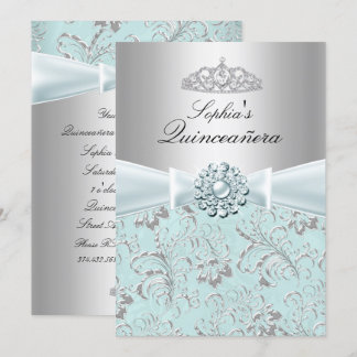 Blue Swirl Tiara Quinceanera Ankündigungen