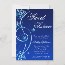 Blue Swirl Winter Wonderland Sweet 16 Einladung
