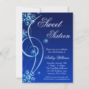 Blue Swirl Winter Wonderland Sweet 16 Einladung