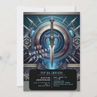 Blue Sword Boy Geburtstagsparty Einladung