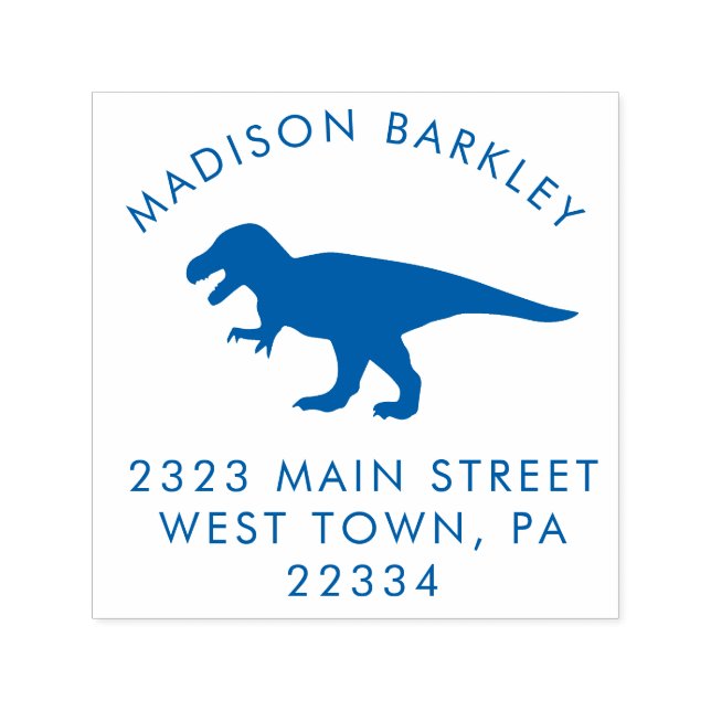 Blue T-Rex Dinosaur Niedliche Dino-Rücksendeadress Permastempel (Design)