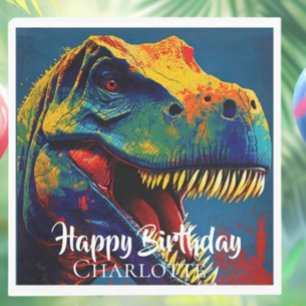 Blue T-Rex Geburtstag Serviette