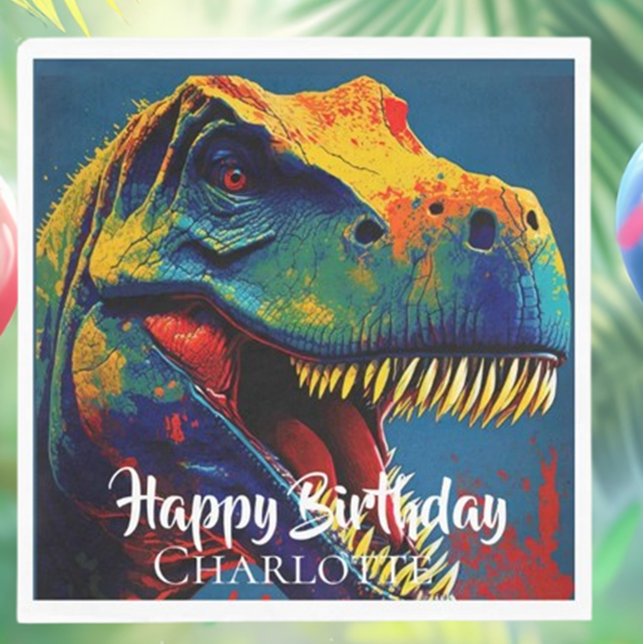 Blue T-Rex Geburtstag Serviette (Celebrate with style using our Blue T-Rex Birthday Napkins!)