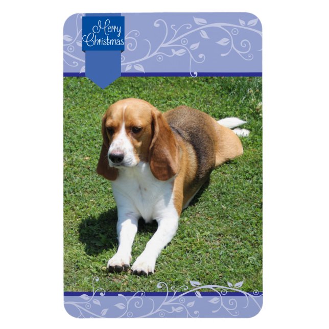 Blue Tab & Blüh Frohe Weihnachtsmagnet Magnet (Vertikal)