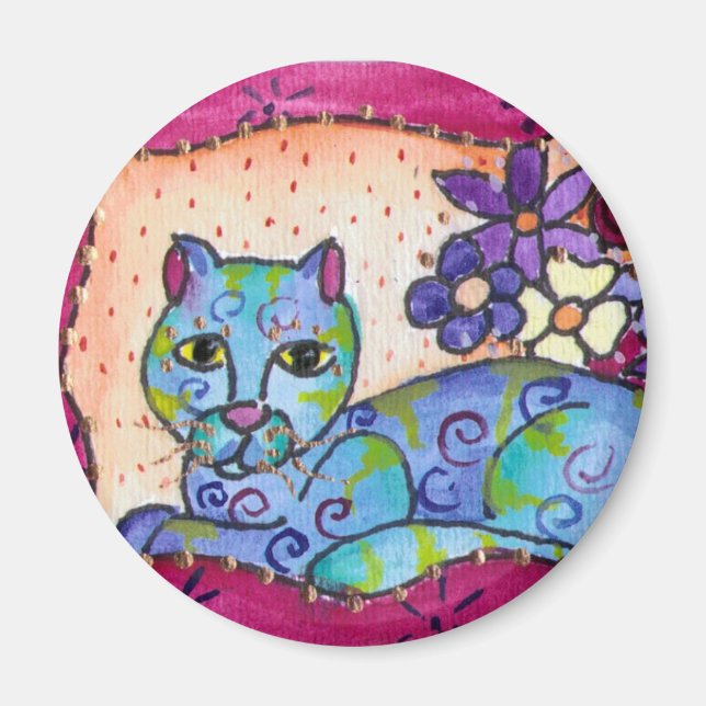 Blue Tabby Cat Magnet (Vorne)