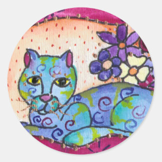 Blue Tabby Cat Runder Aufkleber