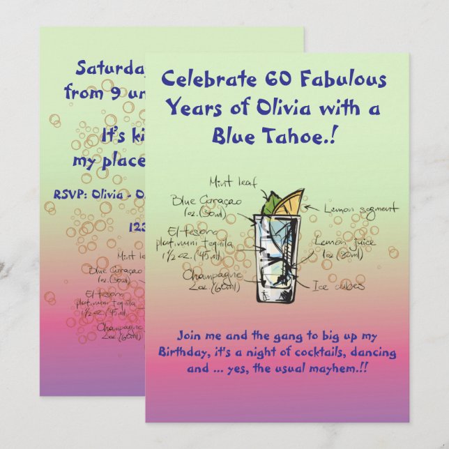 Blue Tahoe Birthday Party Einladung (Vorne/Hinten)