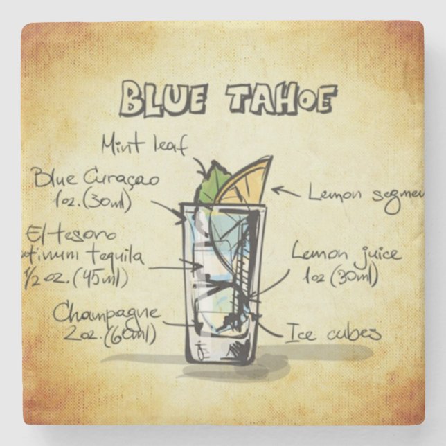 Blue Tahoe Drink Rezept Steinuntersetzer (Vorderseite)