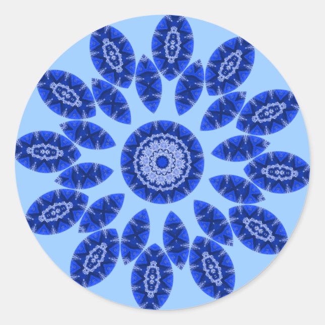 Blue Tahoe Mandala Runder Aufkleber (Vorderseite)
