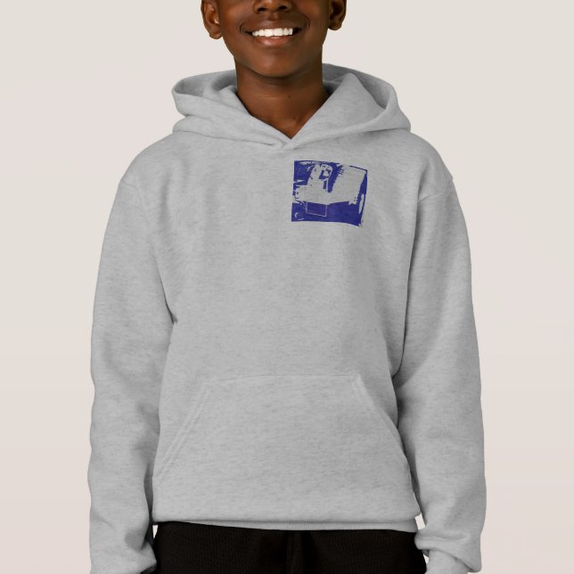 Blue "Take to Road" Grafische Hoodie (Vorderseite)