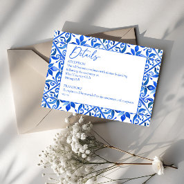 Blue Talavera Fliesen Vintag mexikanische Hochzeit Begleitkarte