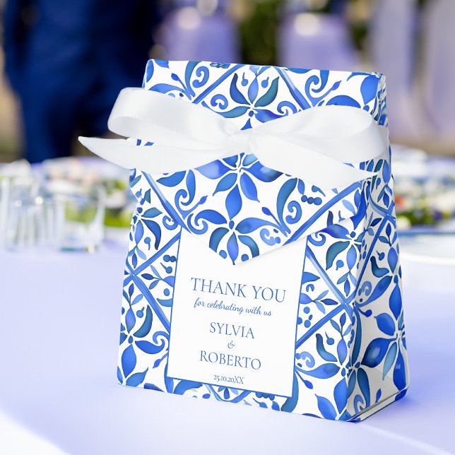 Blue Talavera Fliesen Vintag mexikanische Hochzeit Geschenkschachtel (Blue and white Talavera tiles vintage Mexican wedding Favorspersonalized printed favor Boxes)