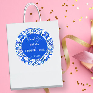 Blue Talavera Gastgeschenk Hochzeit Runder Aufkleber