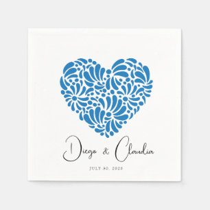 Blue Talavera Heart Wedding Napkins Serviette