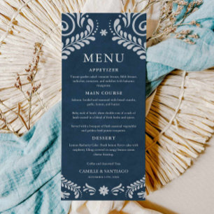 Blue Talavera Mexican Wedding Menu Card Menükarte