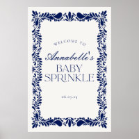 Blue Talavera Spanish Fiesta Baby Sprinkle Willkom