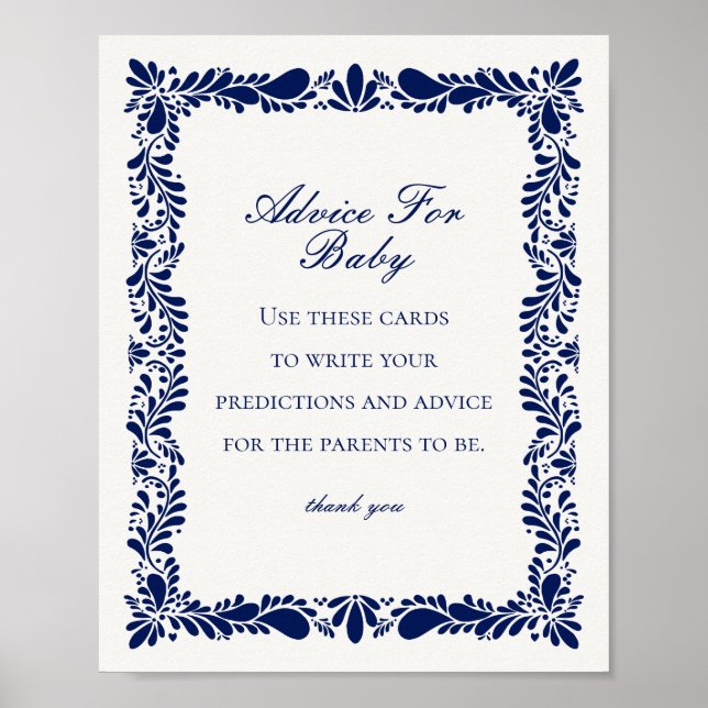 Blue Talavera Tile Advice for Baby Showgame Poster (Vorne)