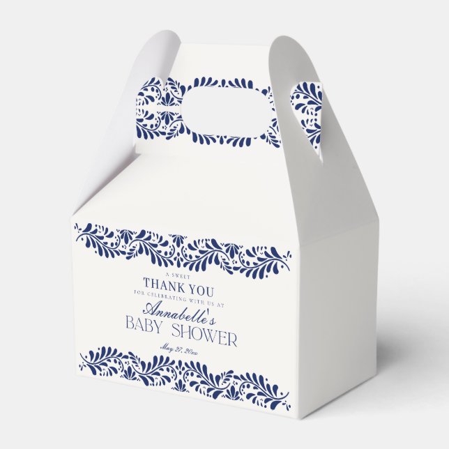 Blue Talavera Tile Fiesta Baby Shower Dessert Geschenkschachtel (Vorderseite)