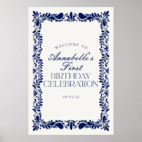 Blue Talavera Tile Fiesta Geburtstagsparty Willkom