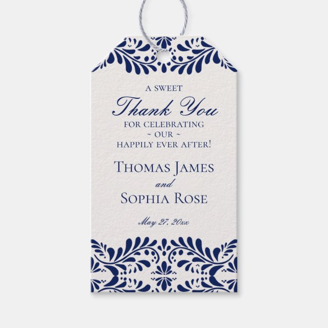 Blue Talavera Tile Fiesta Wedding Party Liebhaber Geschenkanhänger (Vorderseite)