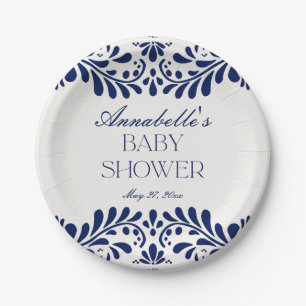 Blue Talavera Tile Spanische Fiesta Babydusche Pappteller