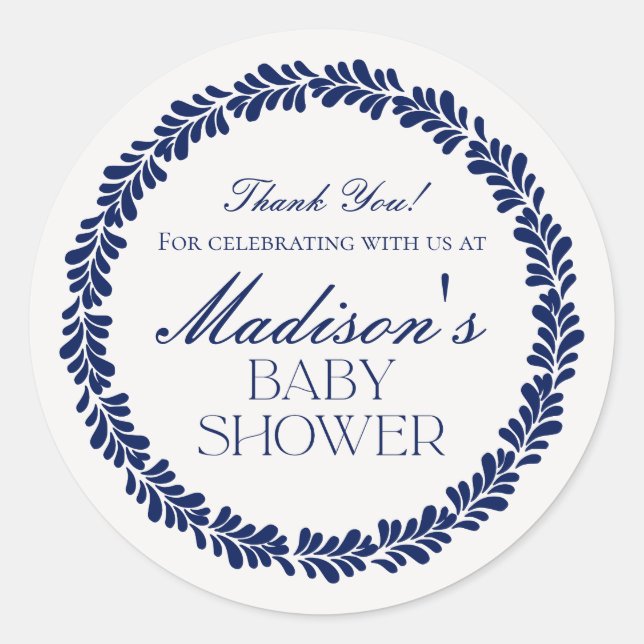 Blue Talavera Tile Spanische Fiesta Babydusche Runder Aufkleber (Vorderseite)