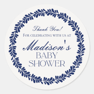 Blue Talavera Tile Spanische Fiesta Babydusche Runder Aufkleber