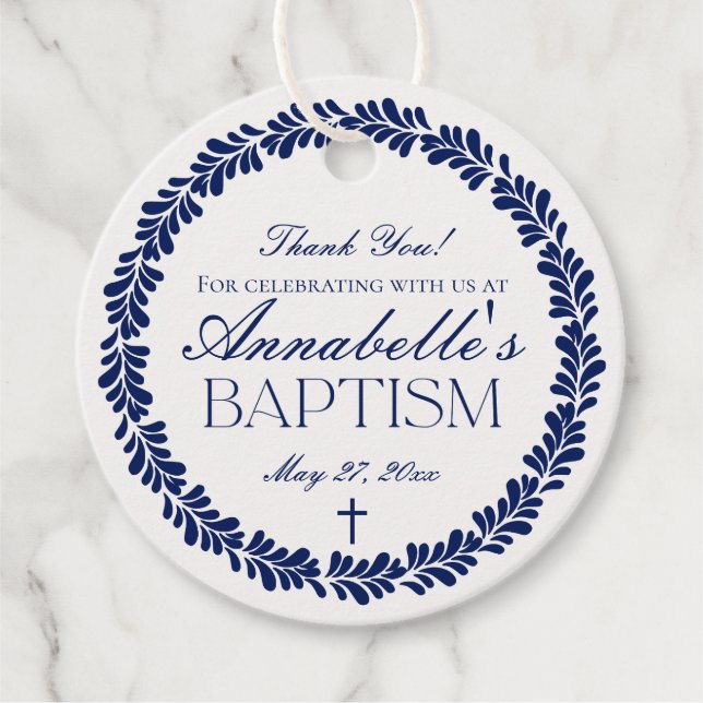 Blue Talavera Tile Spanischer Fiesta Taufkreislauf Geschenkanhänger (Vorderseite)