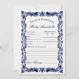Blue Talavera Tile Spanish Advice for Baby Card Einladung