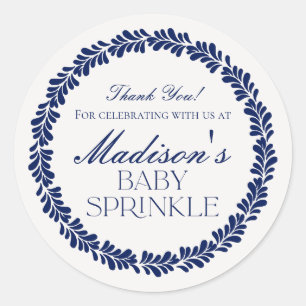 Blue Talavera Tile Spanish Fiesta Baby Sprinkle Runder Aufkleber