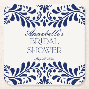 Blue Talavera Tile Spanish Fiesta Brautparty Rechteckiger Pappuntersetzer