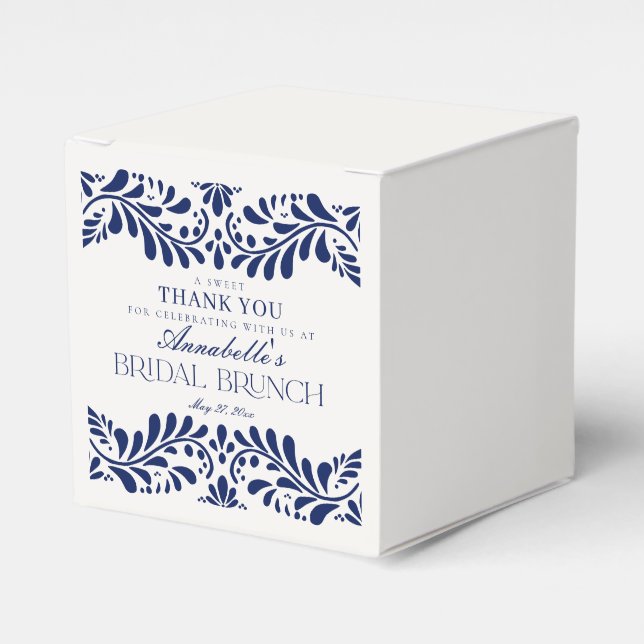 Blue Talavera Tile Spanish Fiesta Bridal Brunch Geschenkschachtel (Vorderseite)