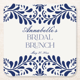 Blue Talavera Tile Spanish Fiesta Bridal Brunch Rechteckiger Pappuntersetzer