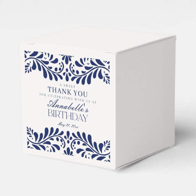 Blue Talavera Tile Spanish Fiesta Geburtstag Geschenkschachtel (Vorderseite)