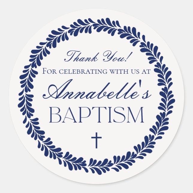 Blue Talavera Tile Spanish Fiesta Taufe Gefallen Runder Aufkleber (Vorderseite)