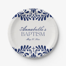 Blue Talavera Tile Spanish Fiesta Taufe Pappteller