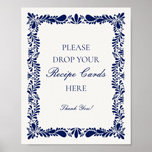 Blue Talavera Tile Spanish Gemeinsames Rezept Brid Poster (Vorne)