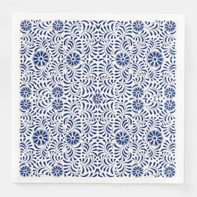 Blue Talavera Tile Spanish Style Fiesta Serviette (Vorderseite)