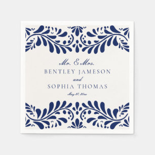 Blue Talavera Tile Spanish Style Fiesta Wedding Serviette