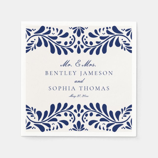 Blue Talavera Tile Spanish Style Fiesta Wedding Serviette (Vorderseite)