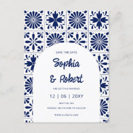 Blue Talavera Tiles Save the Date der mexikanische Ankündigungspostkarte
