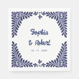 Blue Talavera Tiles Wedding Serviette